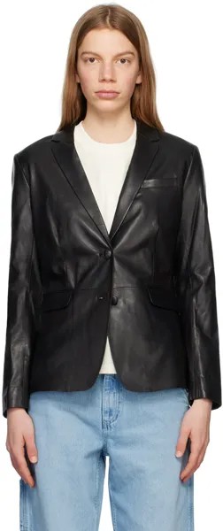 Черный кожаный пиджак Charles rag & bone