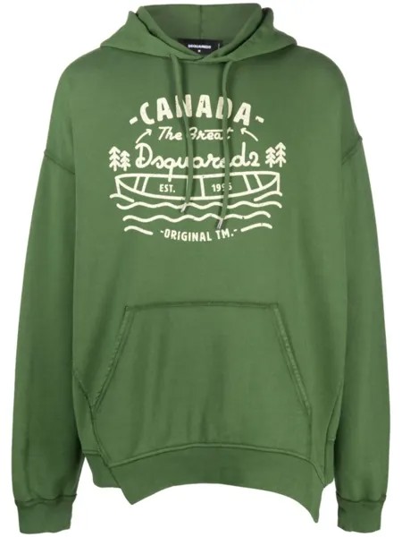 Dsquared2 худи с графичным принтом, зеленый