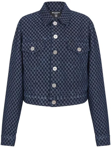 Balmain джинсовая куртка с монограммой, синий