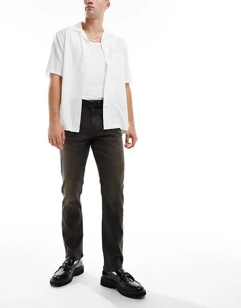 ASOS DESIGN – приталенные джинсы черного цвета с коричневым обесцвечиванием