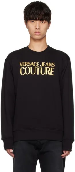 Черно-золотая толстовка с принтом Versace Jeans Couture