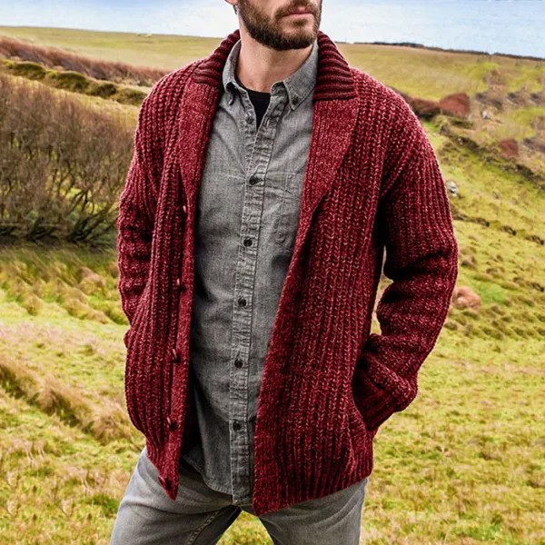 Мужская однотонная куртка-свитер в стиле вестерн в стиле ретро