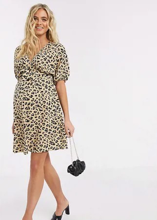 Чайное платье мини с леопардовым принтом ASOS DESIGN Maternity-Мульти