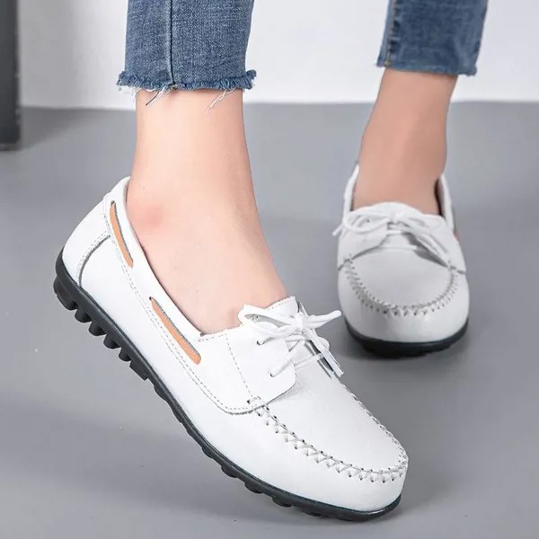 Женщина Медсестра Плоские туфли Женщины 2021 Женские мокасины Лоферы Обувь для женщин Кружева Дышащие плоские обувь для ходьбы