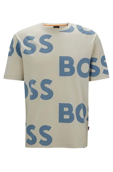 Бежевая мужская футболка с коротким рукавом и логотипом Tecool Hugo Boss, бежевый