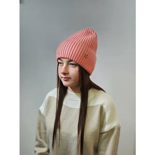 Шапка , размер OneSize, коралловый
