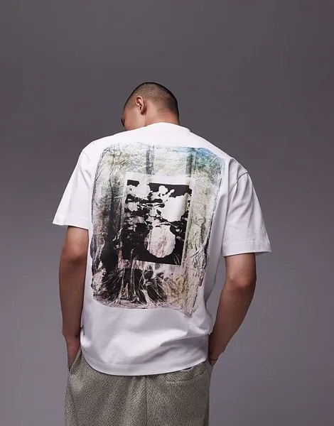 Белая футболка оверсайз Topman =f с искусственным цветочным мотивом спереди и сзади