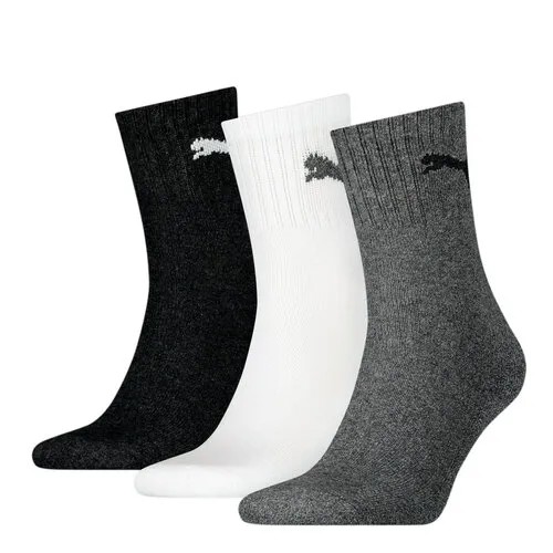 Носки PUMA Short Crew, комплект, 3 пары, размер 47/49, Grey/White/Black