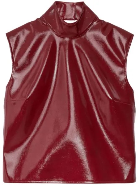 MSGM лакированный топ с открытой спиной, красный
