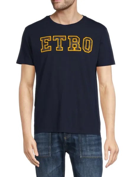 Хлопковая футболка с логотипом Etro, синий