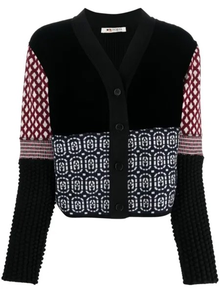 Ports 1961 кардиган с узором вязки интарсия, черный