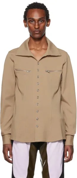 Светло-коричневая рубашка с карманом на молнии GmbH