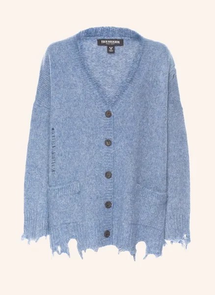 Кардиган TRUE RELIGION Oversized Destroyed, синий
