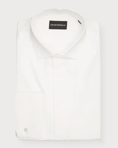 Мужская рубашка-смокинг с планкой на потайных пуговицах Emporio Armani