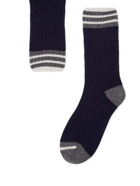Кашемировые носки в рубчик Brunello Cucinelli, синий