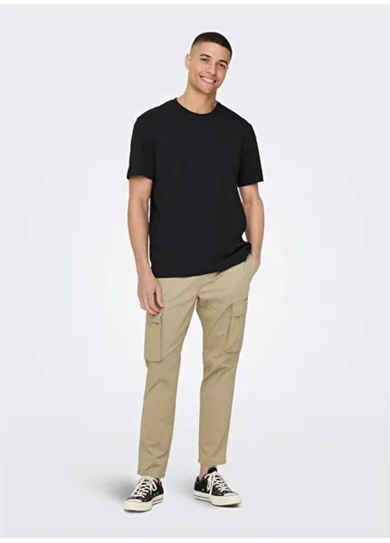 Простая черная мужская футболка с круглым вырезом Only & Sons