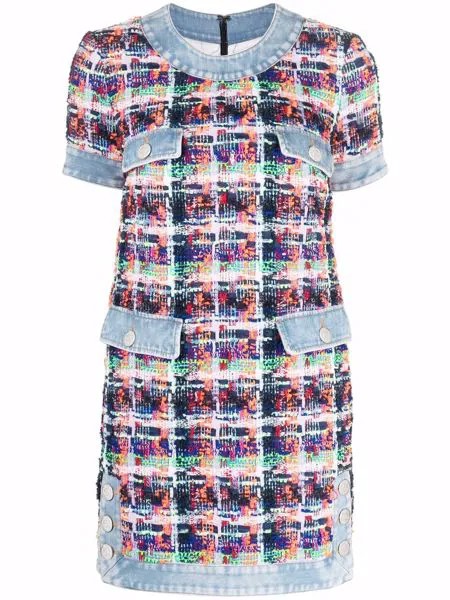 Dsquared2 твидовое платье мини со вставками из денима