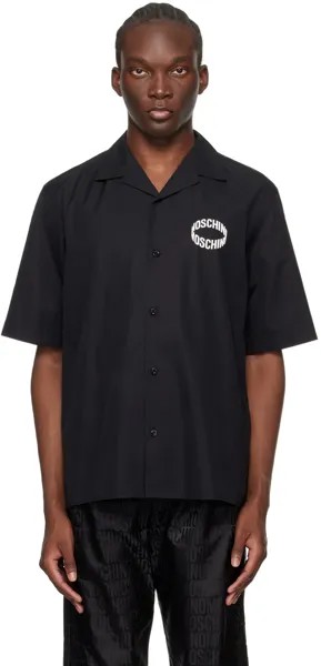 Черная рубашка с воротником-стойкой Moschino