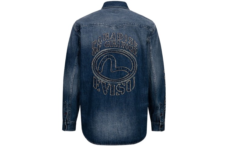 Джинсовая рубашка с аппликацией Evisu, синий