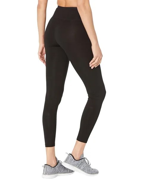 Брюки DKNY Women's Tummy Control Workout Yoga Leggings, цвет Black With Two Tone Black/White Logo