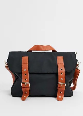 Черная нейлоновая сумка-портфель с контрастным ремешком My Accessories London-Черный