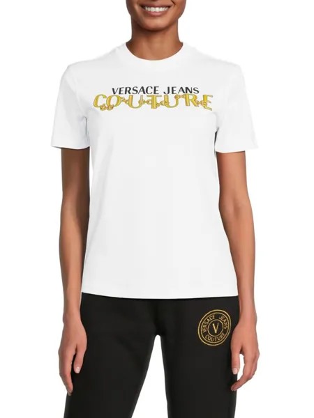 Футболка с круглым вырезом и логотипом Versace, цвет White Gold