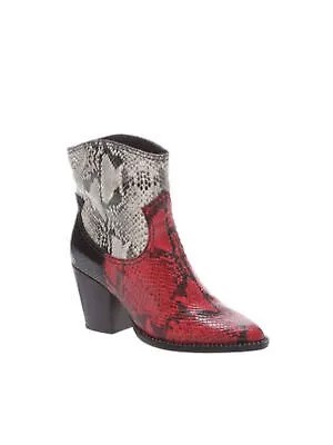 Женские кожаные ботинки в стиле вестерн SCHUTZ Red Snake Print Haven Toe Block Heel 9 B