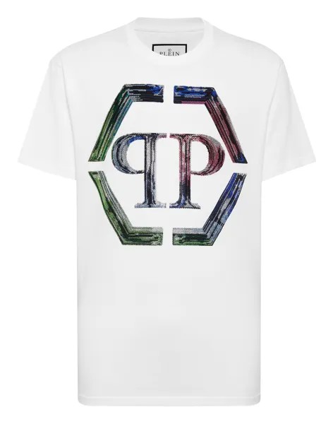 Футболка с круглым вырезом SS PP Glass Philipp Plein, цвет White / Multicolored