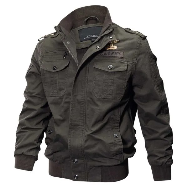Мужская хлопковая куртка-пилот в стиле милитари, размеры до 6XL