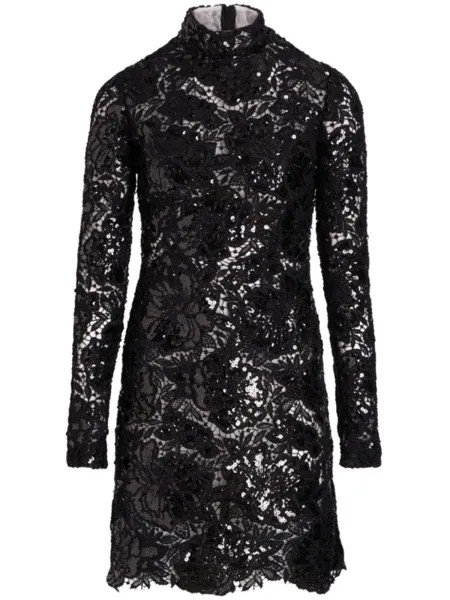 Giambattista Valli платье мини в технике макраме с пайетками, черный