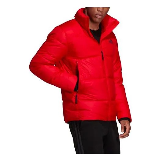 Пуховик Men's adidas Logo Zipper Stand Collar Sports Stay Warm With Down Feather Red Jacket, красный