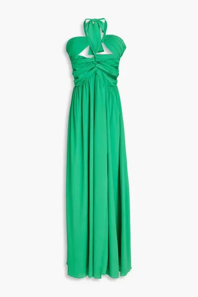 Шифоновое платье макси Ally со сборками и вырезом Ronny Kobo, зеленый