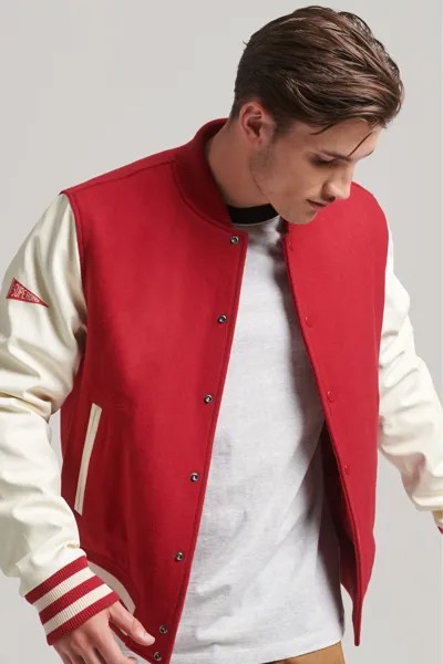 Бомбер College Varsity Superdry, красный
