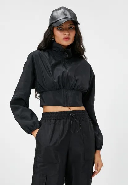 Легкая куртка HIGH RISE ELASTIC WAIST CROP PARACHUTE  Koton, черный