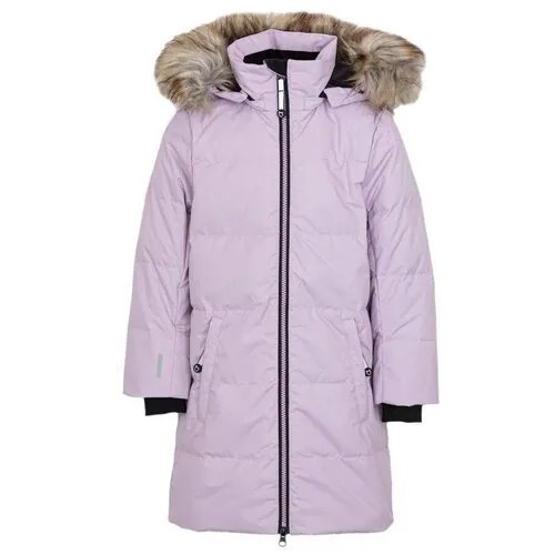 Зимнее пальто-пуховик для девочек котофей 07858002-42 размер 128 цвет бордовый