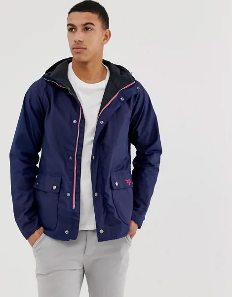 Темно-синяя вощеная куртка с капюшоном Barbour Beacon Pass-Темно-синий