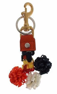 DOLCE - GABBANA Брелок-цепочка с застежкой из кожи рафии цвета коричневого золота, рекомендованная розничная цена 360 долларов США