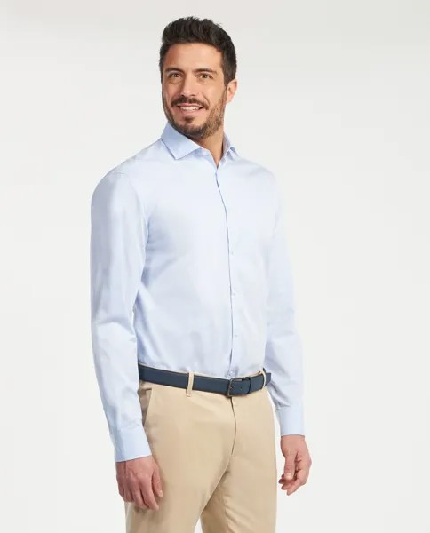 Мужская рубашка Rumford из чистого хлопкового твила с эффектом твила RUMFORD, светло-синий