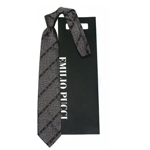 Красивый серо-коричневый галстук с орнаментом Emilio Pucci 848445