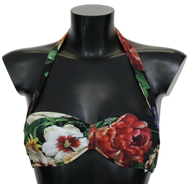DOLCE - GABBANA Верх бикини, черный нейлоновый купальник с цветочным принтом IT1 / XS Рекомендуемая розничная цена 300 долларов США