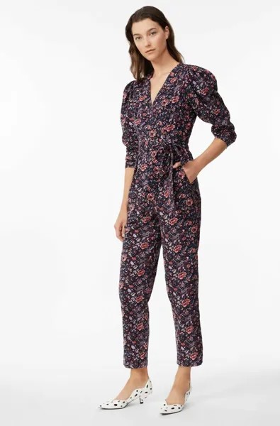 REBECCA TAYLOR La Vie Темно-розовый комбинезон с вельветовыми брюками TOILE FLEUR с цветочным принтом L 10