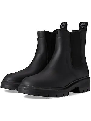 TIMBERLAND Женские кожаные ботильоны черного цвета с круглым носком на блочном каблуке Cortina Valley, размер 9 м