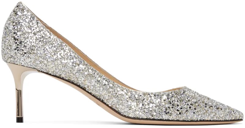 Серебряные туфли Роми на 60 каблуках Jimmy Choo