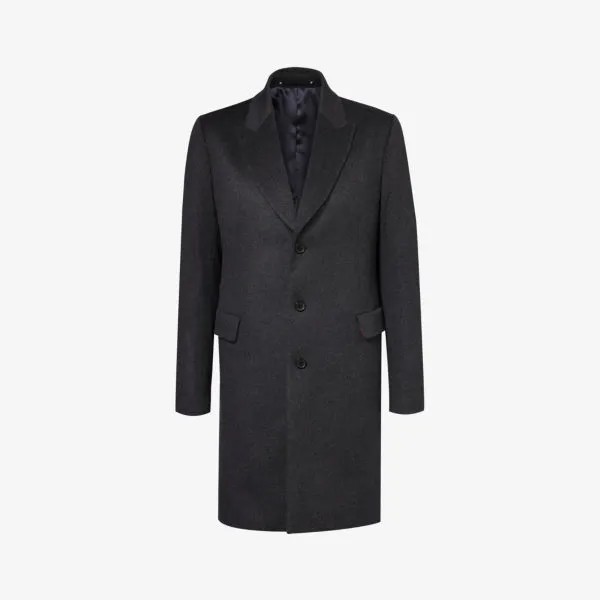 Однобортное пальто из смесовой шерсти и кашемира с начесом Paul Smith, серый
