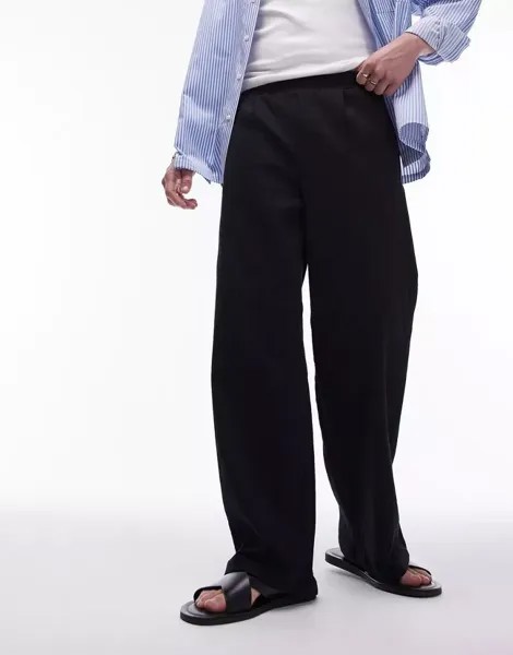 Черные структурированные широкие брюки Topman