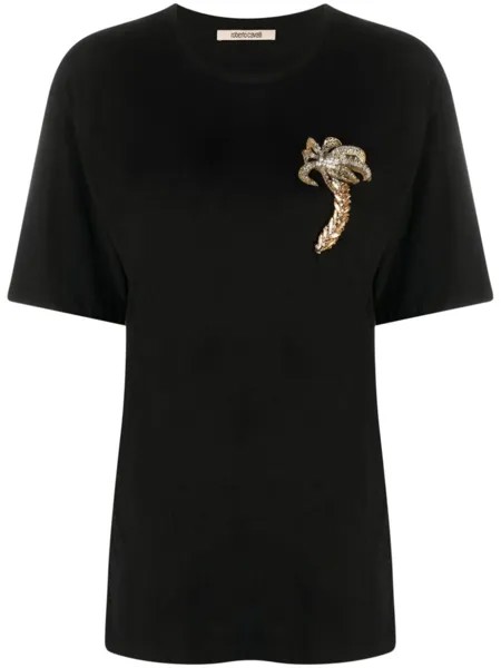 Roberto Cavalli футболка с аппликацией, черный