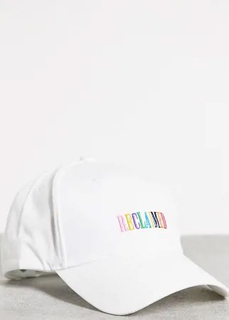Белая кепка с вышивкой в цветах радуги Reclaimed Vintage Inspired-Белый