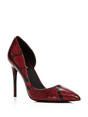 AQUA Женские красные туфли-лодочки без шнуровки на шпильке со змеиным принтом Dion, размер 5,5 м