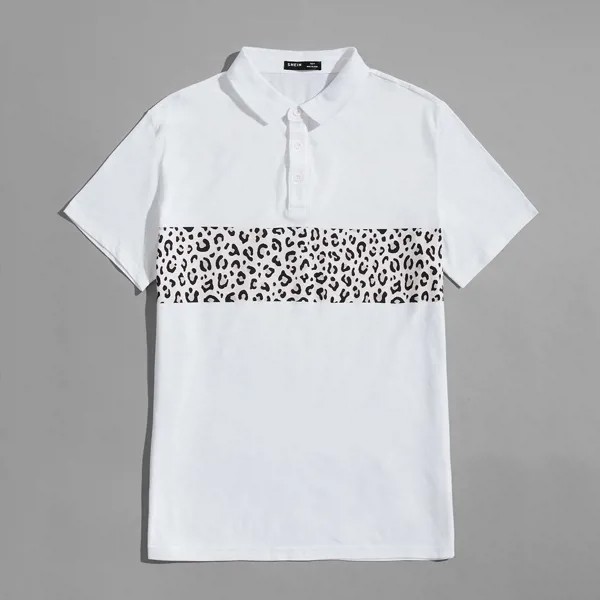 Пуговица Леопардовый Повседневный Мужская рубашка-поло