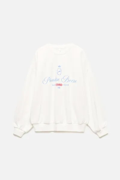 Свитшот oversize из футера с принтом-надписью
